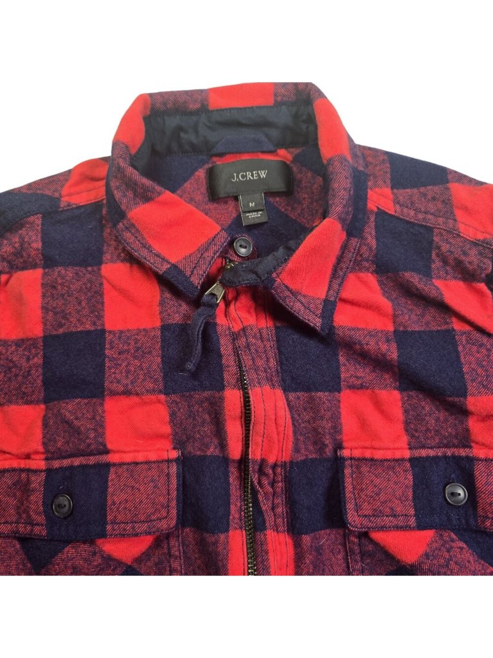 J.Crew Plaid Flannel Shirt Jacket Cotton/Wool Blend, Women's Medium